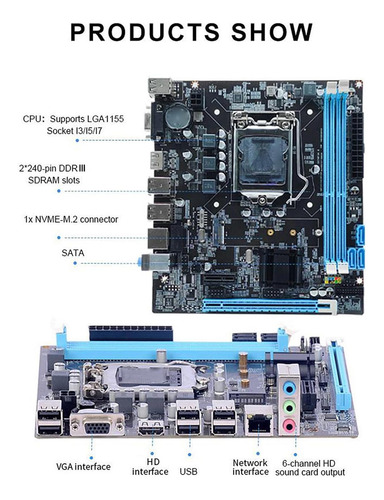 Ebtools H61 Lga 1155 Placa Base De Juegos, Placa Base De La