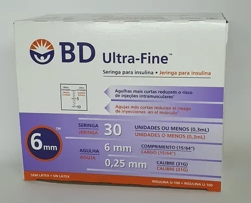 Imagen 1 de 3 de Jeringas Bd Ultra-fine 0.3 Ml X 6mm Calibre 31g X 100
