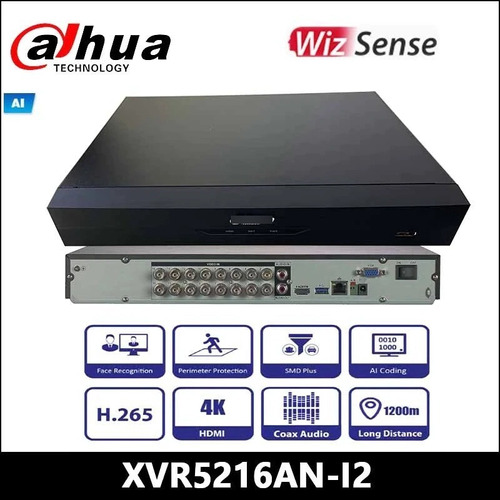 Xvr Dahua Xvr5216an-i2 16ch Canales 2 Hdd Wizsense Smd Plus 