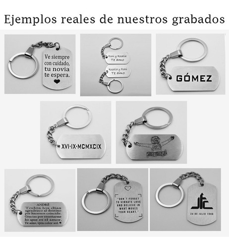 Imagen 4 de 8 de Dos Llaveros Personalizados Calendario Y Texto Acero Inox