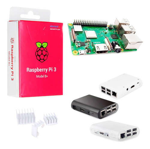 Raspberry Pi 3 B+ Plus Kit Gabinete Disipadores E14 Rs Nueva