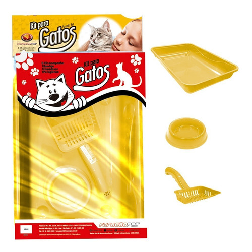 Kit Para Gatos 3 Pçs - Bandeja, Pá Higiênica E Comedouro