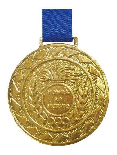 Kit Com 50 Medalhas De Ouro M50 Honra Ao Mérito C/fita Azul