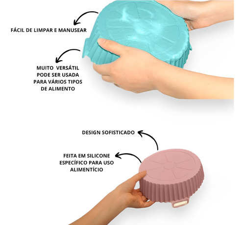 Kit 2 Formas Silicone Para Air Fryer Antiaderente