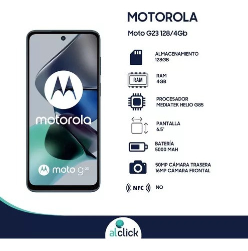 Imagen 2 de 10 de Celular Motorola Moto G23 128/4gb Ram Azul Accesorio Regalo