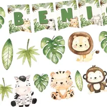 Comprar Combo Guirnaldas Banderines Backdrop Animales Selva Cute
