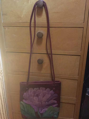 Cartera De Cuero Pintada A Mano