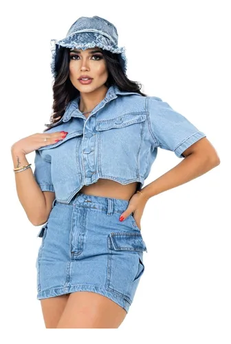 Saia e blusa jeans sale