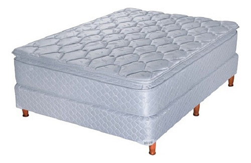 Colchon Sommier Multiflex 1000 Pillow 140 X 190 Resortes Color Blanco