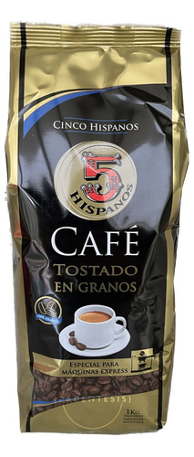 5 hispanos café en grano tostado premium natural gastrónomica 1kg