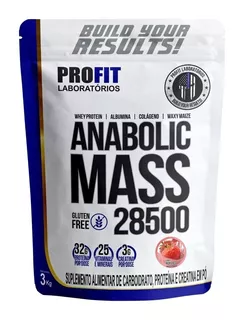 Suplemento em pó ProFit Laboratórios Anabolic Mass 28500 proteínas Anabolic Mass 28500 sabor morango em sachê de 3kg