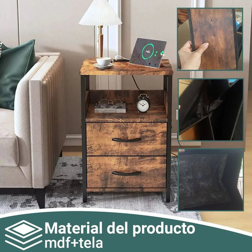 Buros De Recamara Moderna Con Estación De Madera Y 2 Cajones Marrón Oscuro