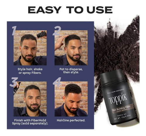 Kit 2 Polvo Texturizador Toppik Negro Fibras Capilares 27.5g