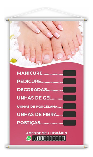 Banner Manicure E Pedicure Unha Art Nail Design 60x40cm