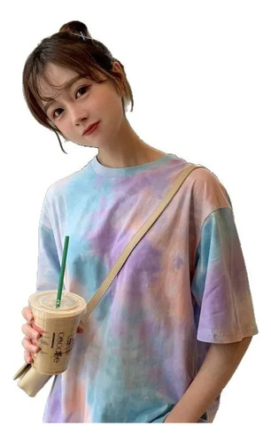 Camiseta Retro De Poliéster Con Estampado Degradado Y Pantal
