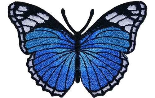 Mariposa Azul Hierro En Parche Bordado Apliques Mochila...