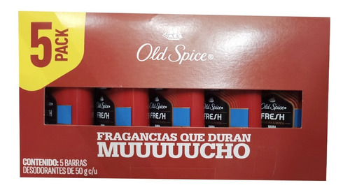 Desodorante Old Spice Fresh 5 Pzas De 50 G C/u