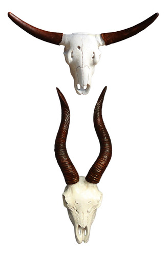 Escultura De Pared De Cráneo De Animal De Toro Y Oveja