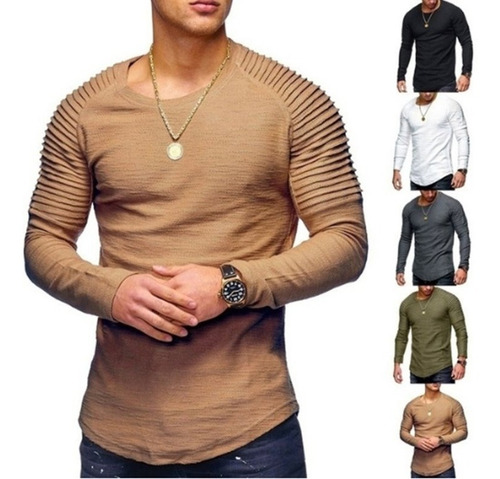 Remeras Hombre Slim Fit Entalladas Mangas Largas Moda A15