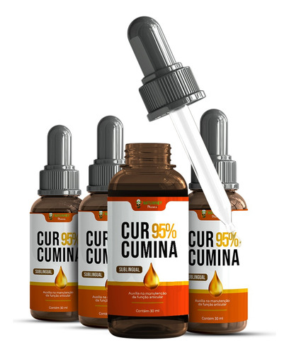 Curcuma Açafrão Gotas 95% Curcuminóides 4 Potes De 30 Ml