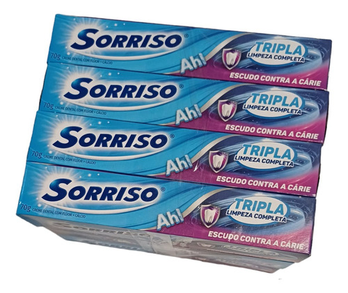 Kit 12 Creme Dental Sorriso Tripla Limpeza Contra Cárie 70g