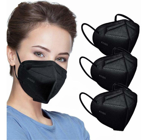 50pcs Kn95 Mascarilla Negra Copa De 5 Capas Mascarillas...