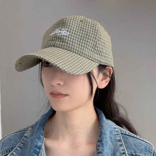 Gorra De Béisbol Unisex Verde A Cuadros Con Protección Solar