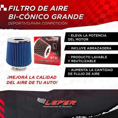 Imagen 2 de 10 de Filtro De Aire Bi-conico Grande Para Competicion Deportivo!!