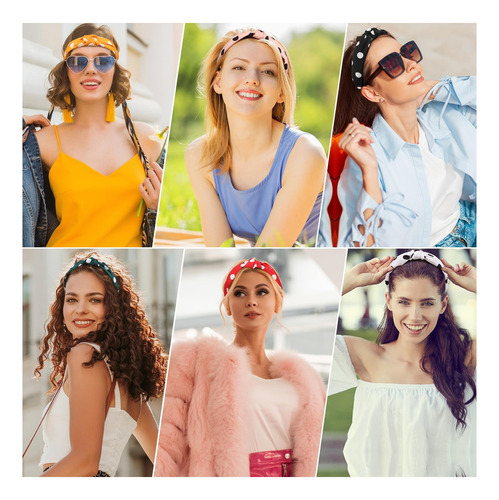 Diyjibb Diademas Nudo Top Mujer - 6pcs Cintillo Ancho