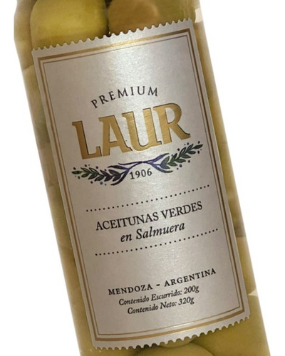 Imagen 2 de 10 de Aceitunas Verdes Con Carozo En Salmuera Laur 320g.