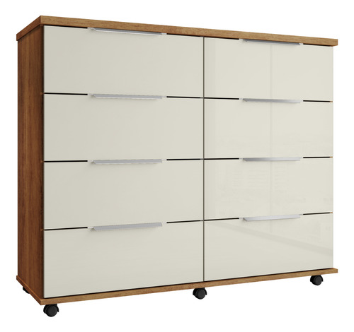 Cômoda 8 Gavetas Athenas Cor Cedro E Areia - Rud Rack