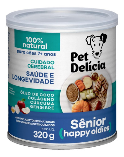 Ração Úmida Com Colágeno Pet Delícia Cães Sênior 7+ 320g