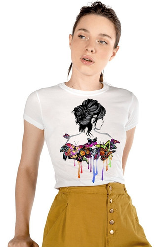 Playera Mujer Moda Asiatica /mujer + Mariposas Colores 