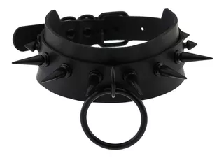 Gargantilla Collar Gotico Cuero Negro Punk Rock Dark Picos