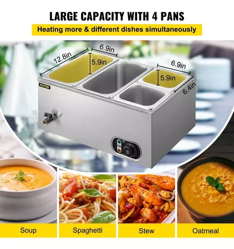 Calentador de alimentos rectangular 4 litros
