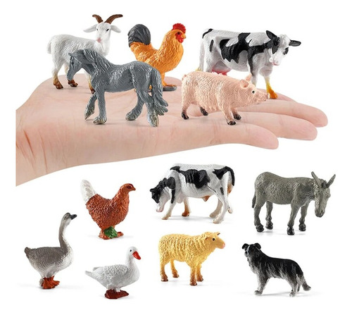 Kit De Juguetes Con 12 Animales En Miniatura, Colección Farm