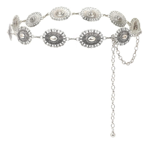 Cinturón Con Cadena Vonmelli Western Para Mujer Concho Silve