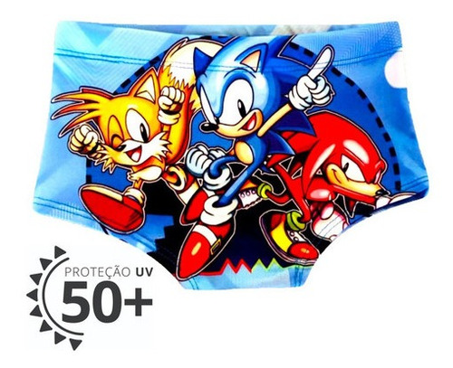 Sunga Infantil Menino Time Sonic Praia Verão Piscina Prot Uv