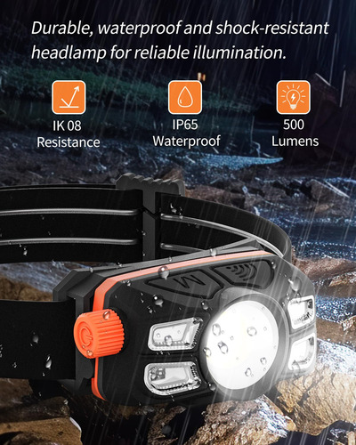 Linterna Frontal Recargable Led Impermeable Ip65 Sensor