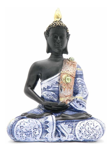 Estatua Buda Para Decoracion Hogar Vestido Bata Monje Negro