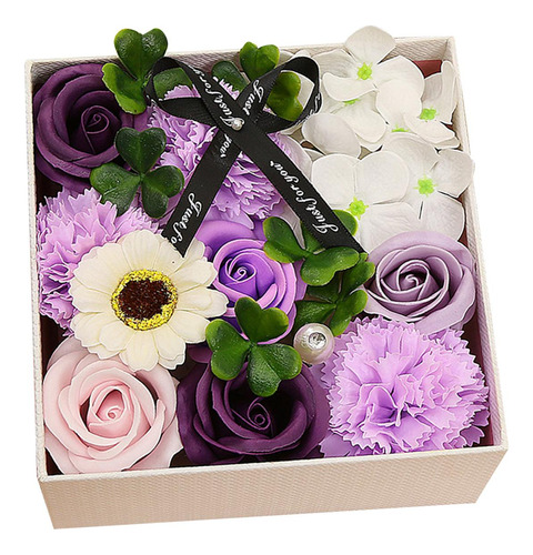 Caja De Flores De Rosas De Jabón, Regalos Del Día Púrpura