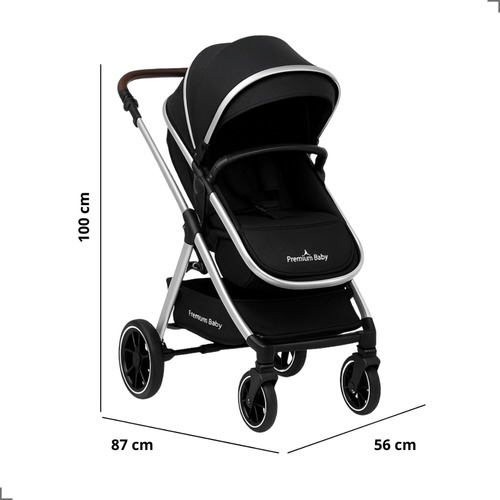 Carrinho De Bebê Moisés Com Bebê Conforto Kansas Preto/prata