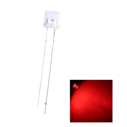 500pcs 5mm Led Plana Superior Rojo 2pin Agua Clara Diodo Luc