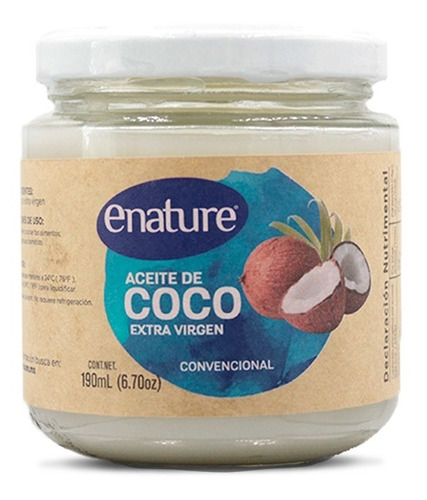 Aceite De Coco Extra Virgen Enature Convencional  190 ml