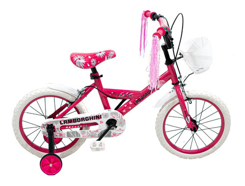 Bicicleta paseo infantil Dencar Urby 217126003U R16 color rosa lamborghini con ruedas de entrenamiento  