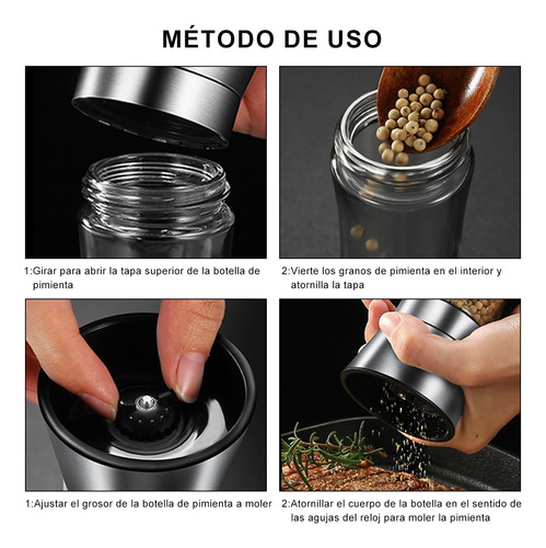 Conjunto De Moedor Manual De Sal E Pimenta, 2 Peças, Aço