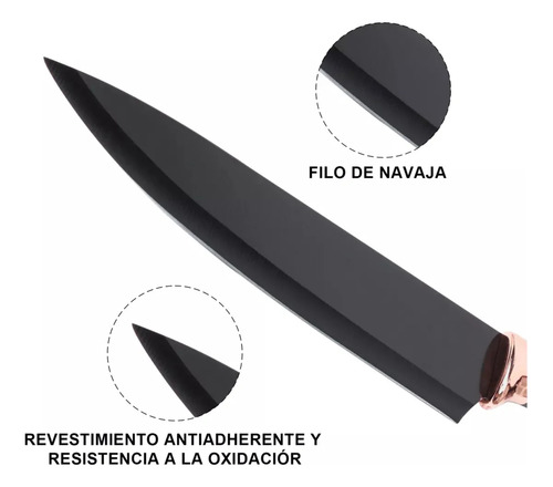 Set De Cuchillo Cocina Carne Chef Kit Profesional 3pzs Negro