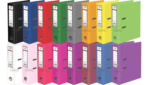 Pack X12 Biblioratos The Pel Ancho Oficio, 16 Colores En Pvc