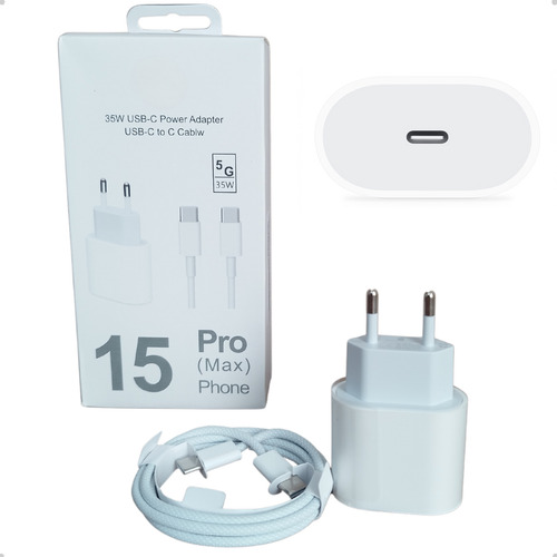 Carregador Turbo 35w Compatível Com iPhone 15 Pro Max + Cabo