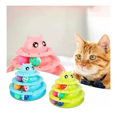 Práctico Divertido Juguete Con Pelotas Para Gatos 3 Niveles